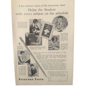 Vintage 1929 Eberhard Faber Pencil Helps the Student Ad Advertisement
